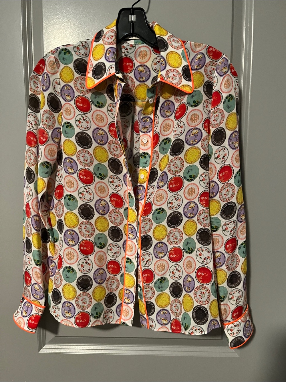 Alice and Olivia Multicolor Polka Dot Button-Up Blouse